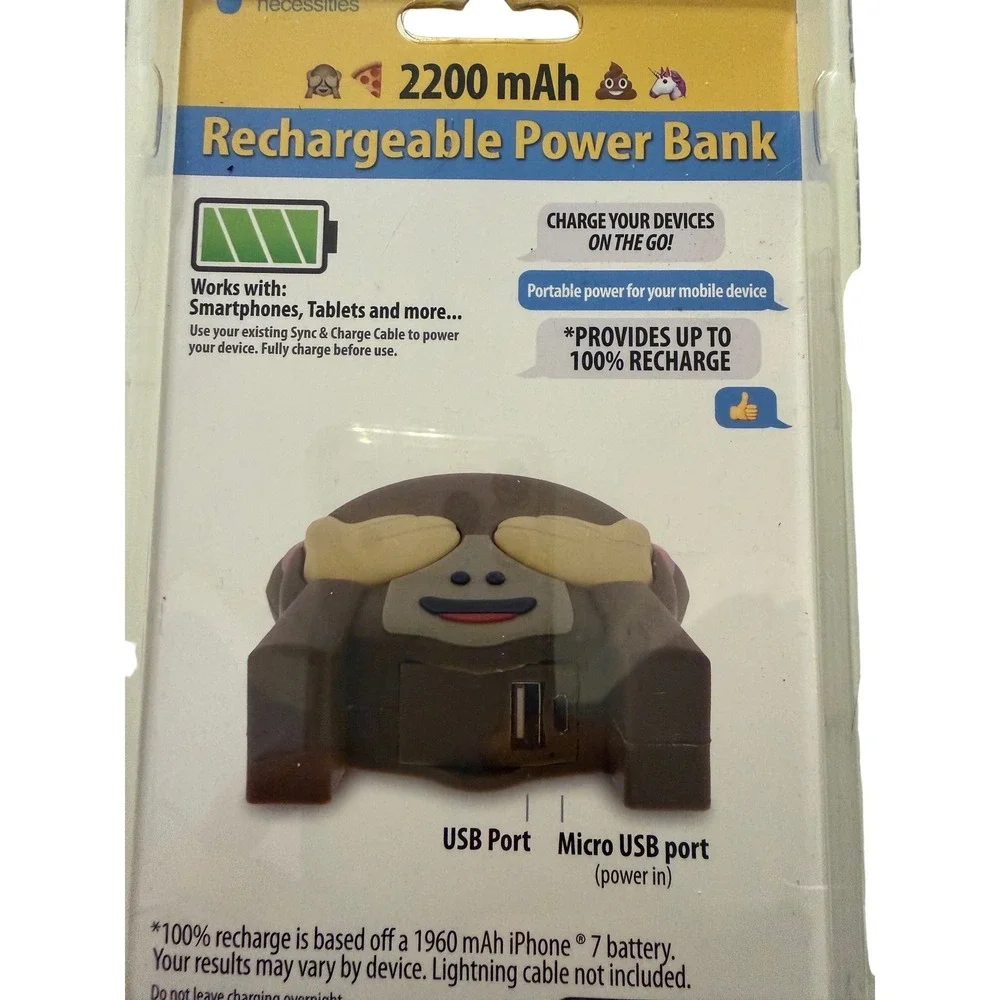 Electronic Necessities Monkey Emoji Rechargeable Power Bank 2200mAh PBB8-0127MKY